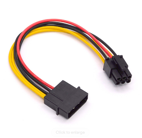  6-PIN PCI-E VGA Power to 1x Molex Cable 15cm  